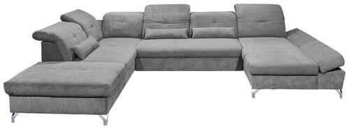 SOFFA i mikrovelour mörkgrå  - mörkgrå/silver, Modern, metall/textil (245/350/168cm) - MID.YOU