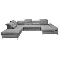 WOHNLANDSCHAFT in Mikrovelours Dunkelgrau  - Dunkelgrau/Silberfarben, Modern, Textil/Metall (245/350/168cm) - MID.YOU