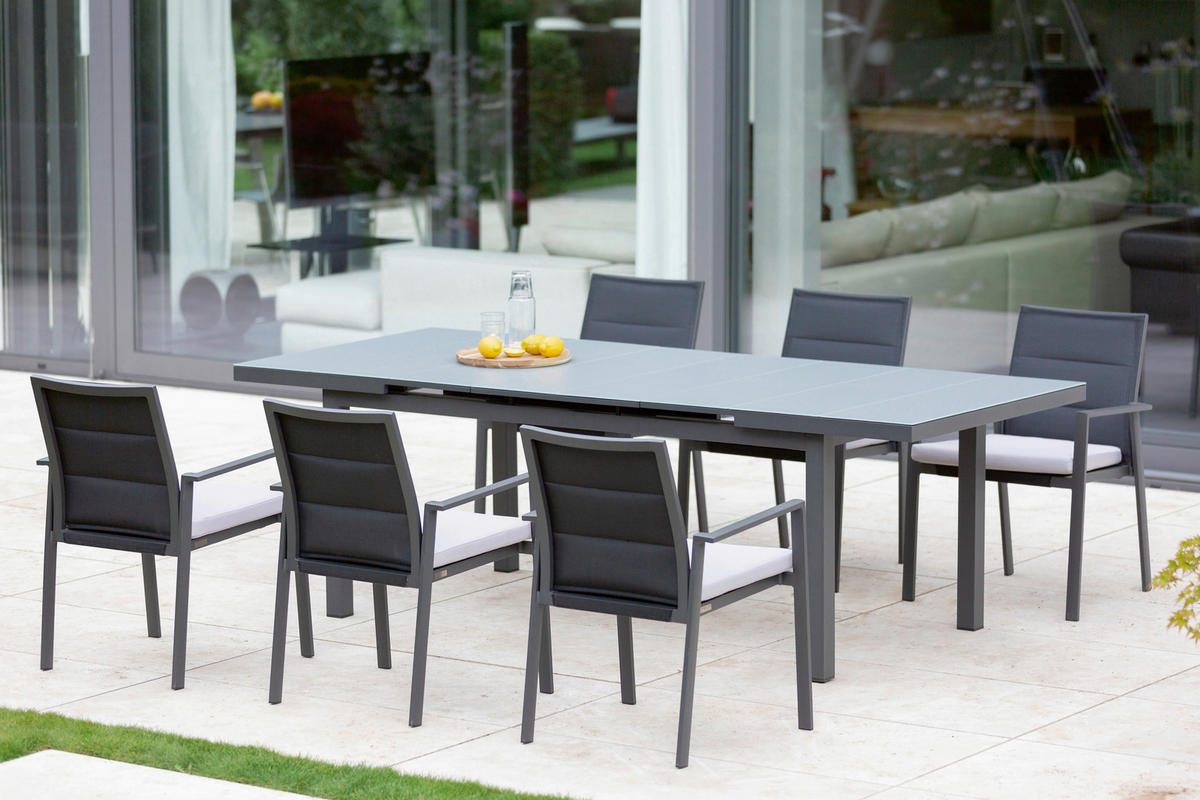 GARTENTISCH 180/100/76 cm Metall rechteckig  - Anthrazit/Grau, Design, Glas/Metall (180/100/76cm)