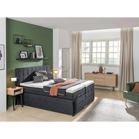 BOXSPRINGBETT 160/200 cm  in Dunkelgrau  - Dunkelgrau/Schwarz, Konventionell, Holz/Holzwerkstoff (160/200cm) - Moderano