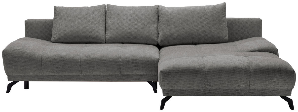 ECKSOFA in Chenille Blau, Braun  - Blau/Schwarz, Modern, Textil/Metall (290/182cm) - Hom`in