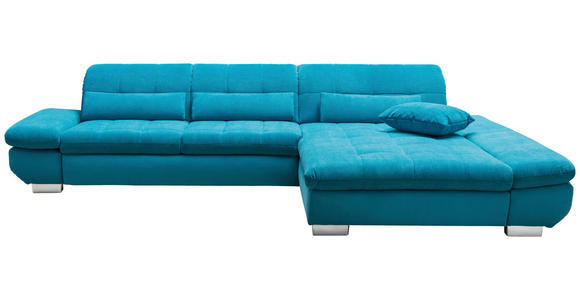 ECKSOFA in Mikrofaser Türkis  - Türkis/Schwarz, Design, Textil/Metall (204/341cm) - Xora