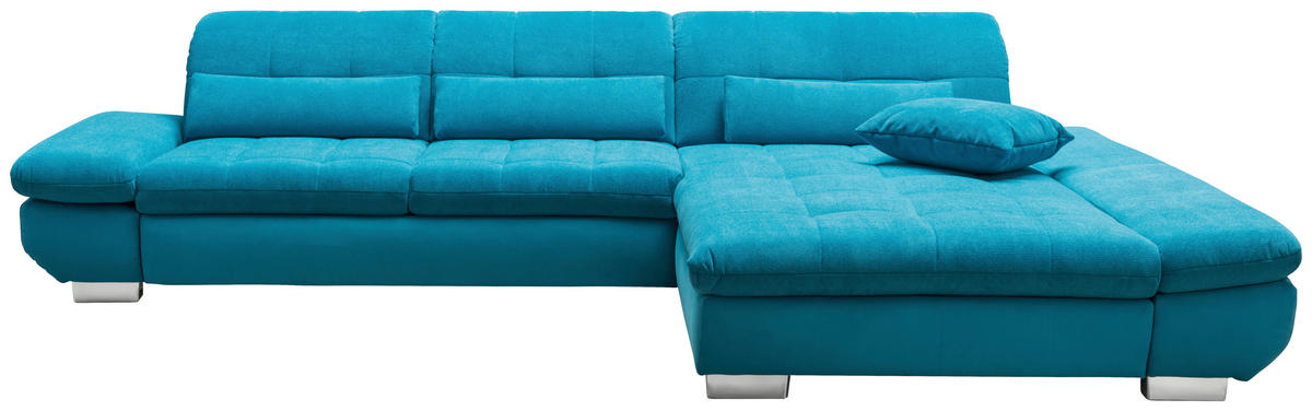 ECKSOFA Türkis Mikrofaser  - Türkis/Schwarz, Design, Textil/Metall (204/341cm) - Xora
