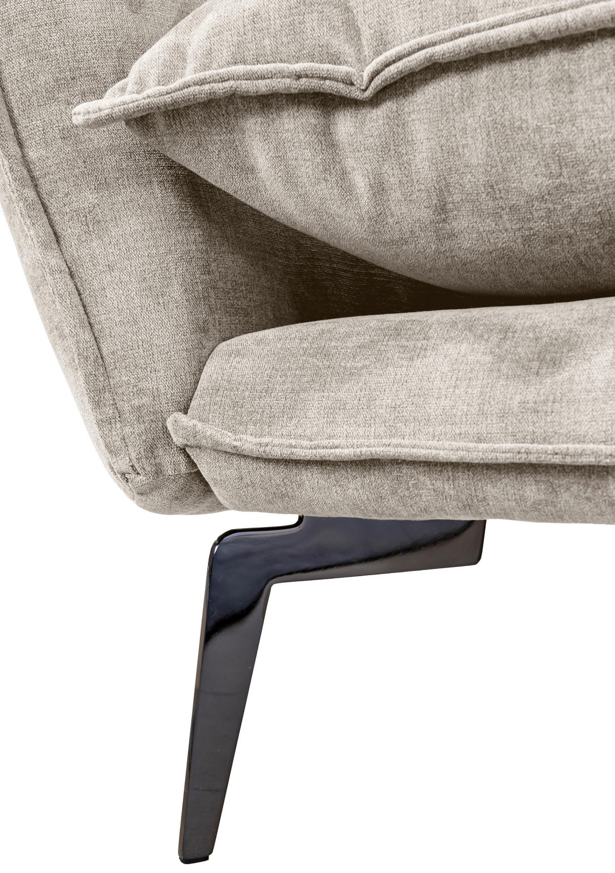 ECKSOFA in Webstoff Beige  - Beige/Schwarz, Design, Textil/Metall (338/165cm) - Livetastic
