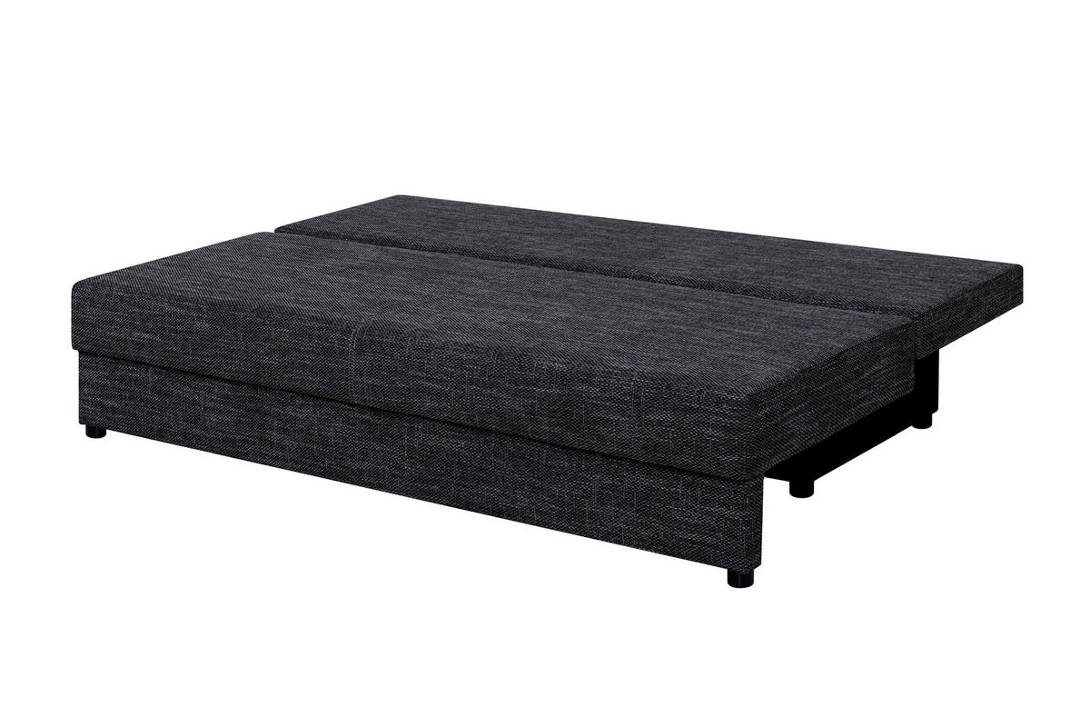 SCHLAFSOFA  mit Liegefunktion, Rücken echt Schwarz  - Schwarz, Design, Kunststoff/Textil (190/80/75cm) - P & B