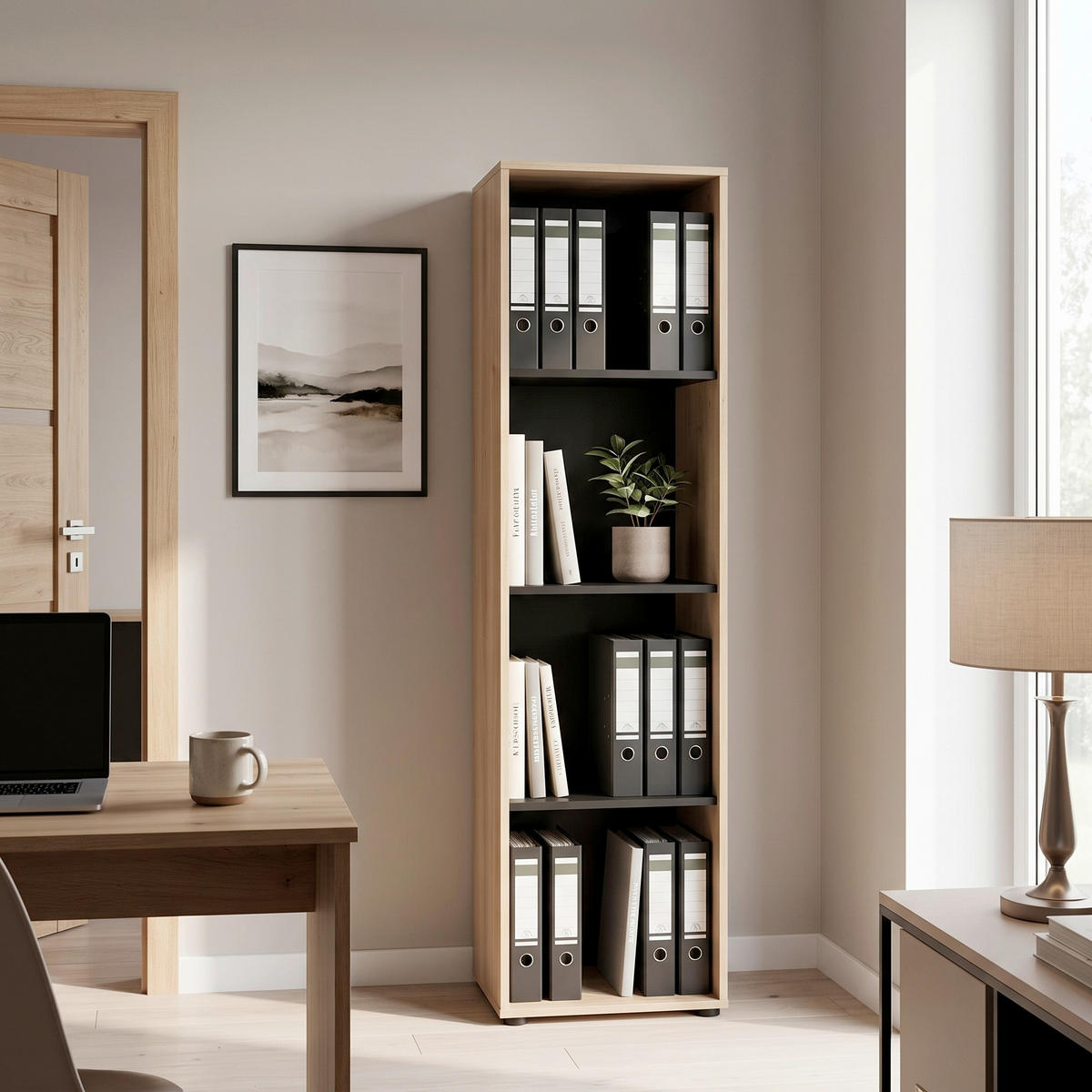 REGAL   - Eichefarben/Schwarz, MODERN, Holzwerkstoff/Kunststoff (44,8/163,6/41cm) - MID.YOU