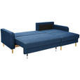ECKSOFA in Flachgewebe Dunkelblau - Eiche Wotan/Dunkelblau, KONVENTIONELL, Holz/Textil (255/157cm) - Carryhome