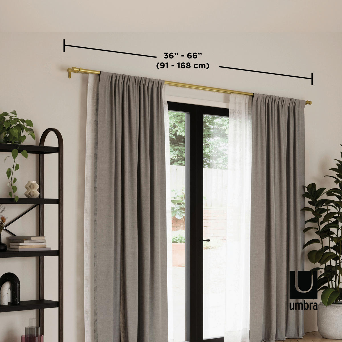 VORHANGSTANGE 170 cm  - Messingfarben, KONVENTIONELL, Metall (170cm) - Umbra