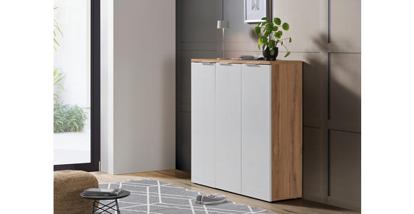 SCHUHSCHRANK 120/115/34 cm - Chromfarben/Eichefarben, Design, Holzwerkstoff/Kunststoff (120/115/34cm) - Xora