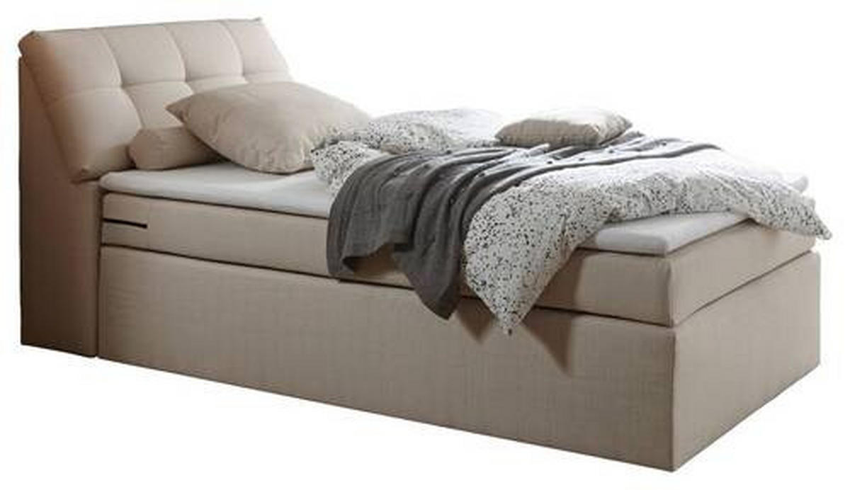 BOXSPRINGBETT 120/200 cm  in Creme  - Silberfarben/Creme, Design, Kunststoff/Textil (120/200cm) - Esposa