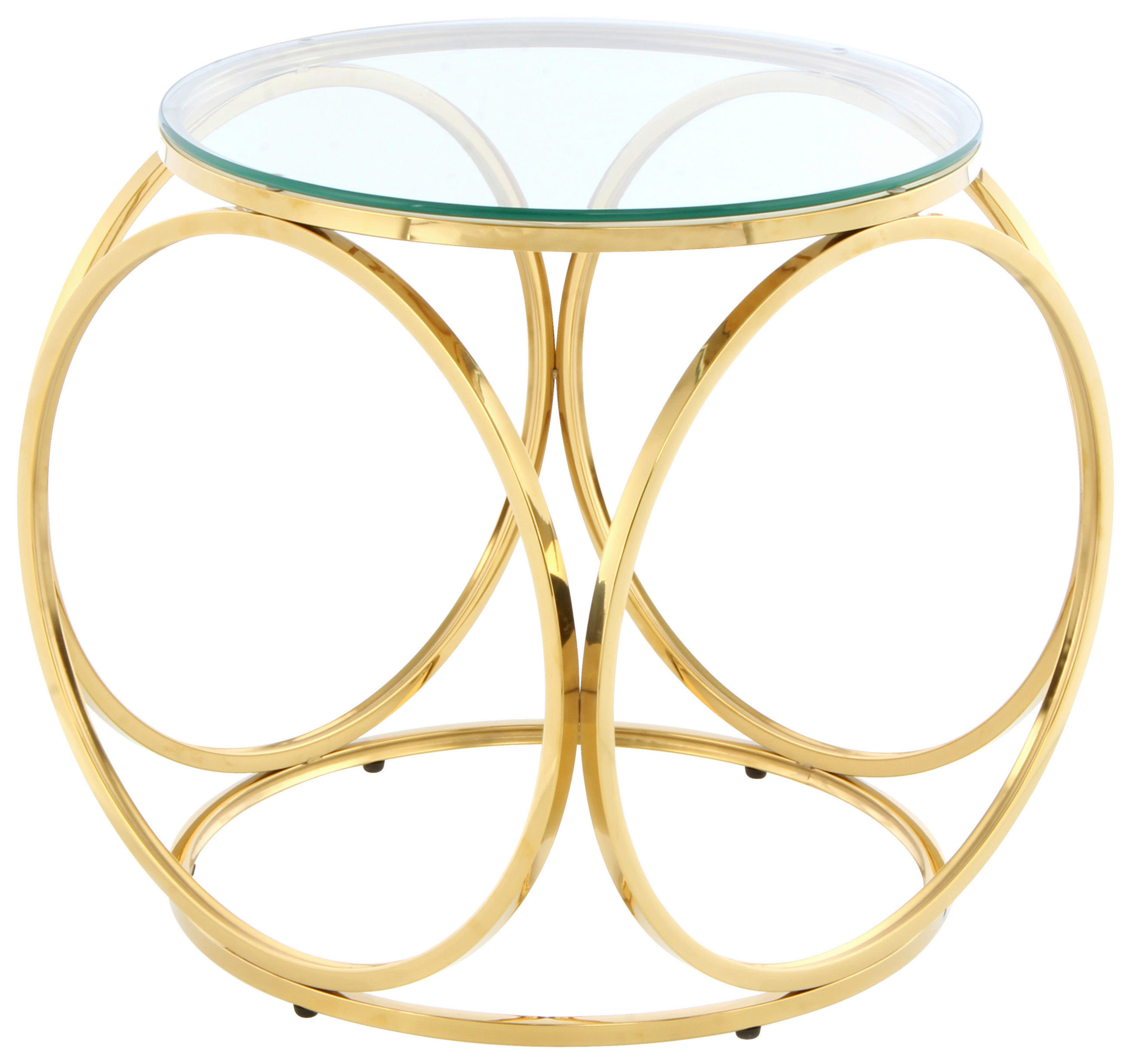 BEISTELLTISCH in Metall, Glas 50/50/52 cm  - Klar/Roségold, Design, Glas/Metall (50/50/52cm) - Kayoom