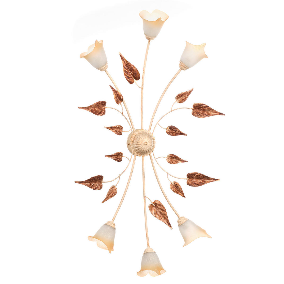 DECKENLEUCHTE 65/40/125 cm   - Beige/Weiß, ROMANTIK / LANDHAUS, Glas/Metall (65/40/125cm)