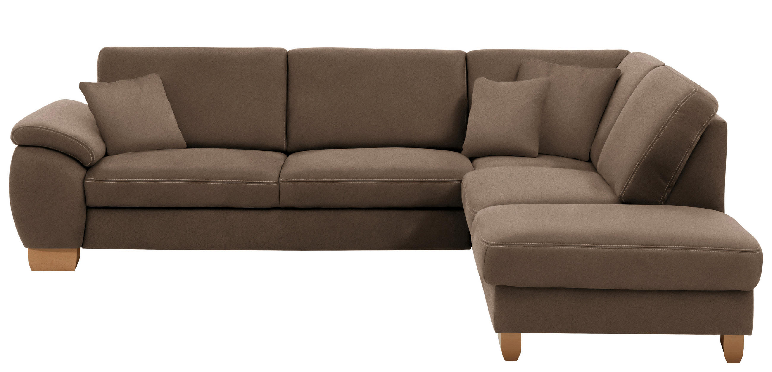 ECKSOFA in Mikrofaser Dunkelbraun  - Wildeiche/Dunkelbraun, Natur, Holz/Textil (286/236cm) - Voleo