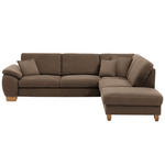 ECKSOFA in Mikrofaser Dunkelbraun  - Wildeiche/Dunkelbraun, Natur, Holz/Textil (286/236cm) - Voleo