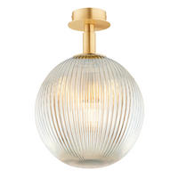 DECKENLEUCHTE PALOMA 36/25/25 cm   - Messingfarben/Hellgrau, KONVENTIONELL, Glas/Metall (36/25/25cm)