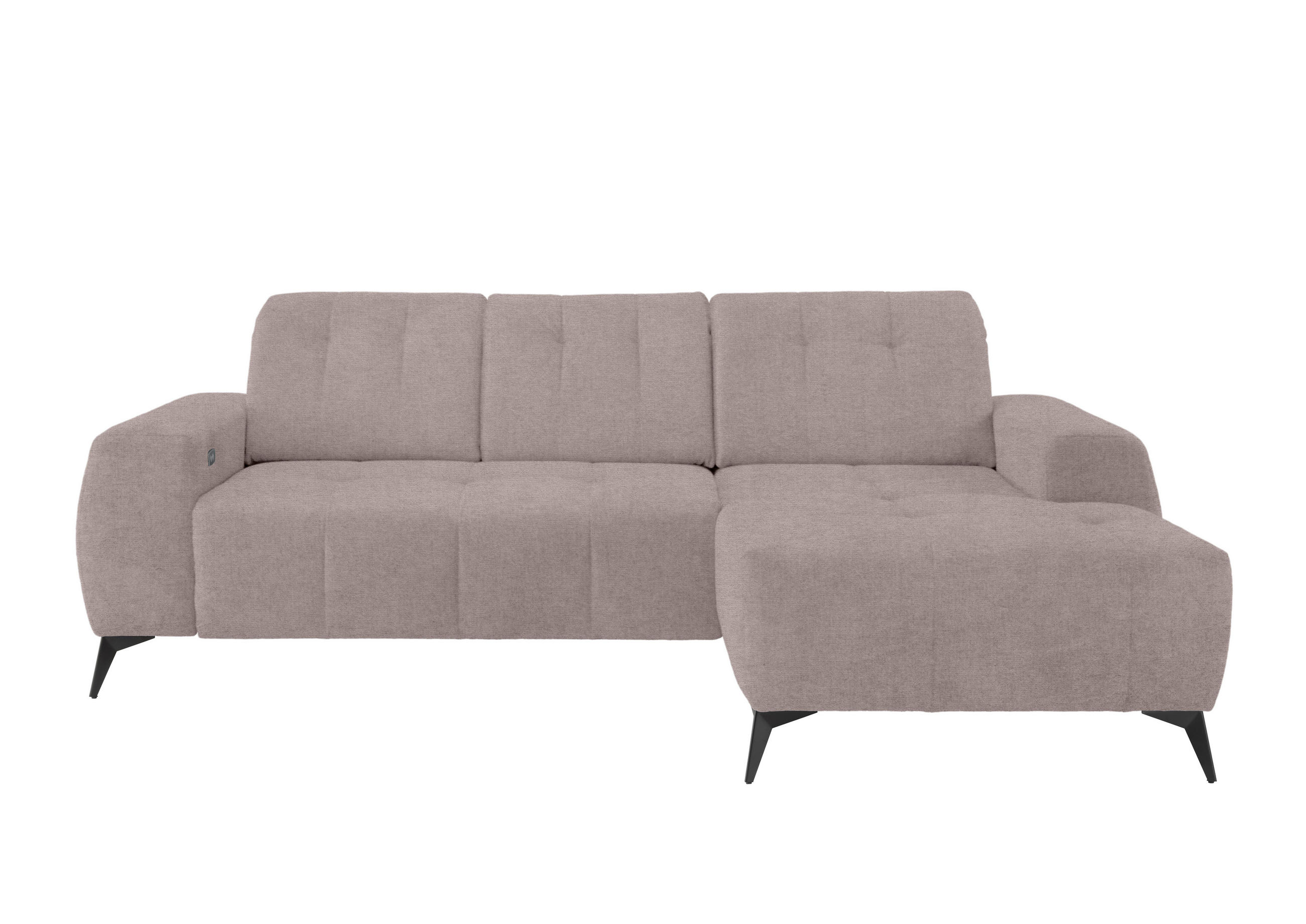 ECKSOFA in Mikrofaser Taupe - Taupe/Schwarz, Modern, Textil/Metall (258/180cm) - Livetastic