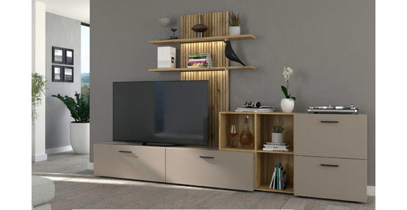 WOHNWAND  in Eichefarben, Greige  296/190/40 cm  - Greige/Eichefarben, MODERN, Holzwerkstoff/Kunststoff (296/190/40cm) - Carryhome