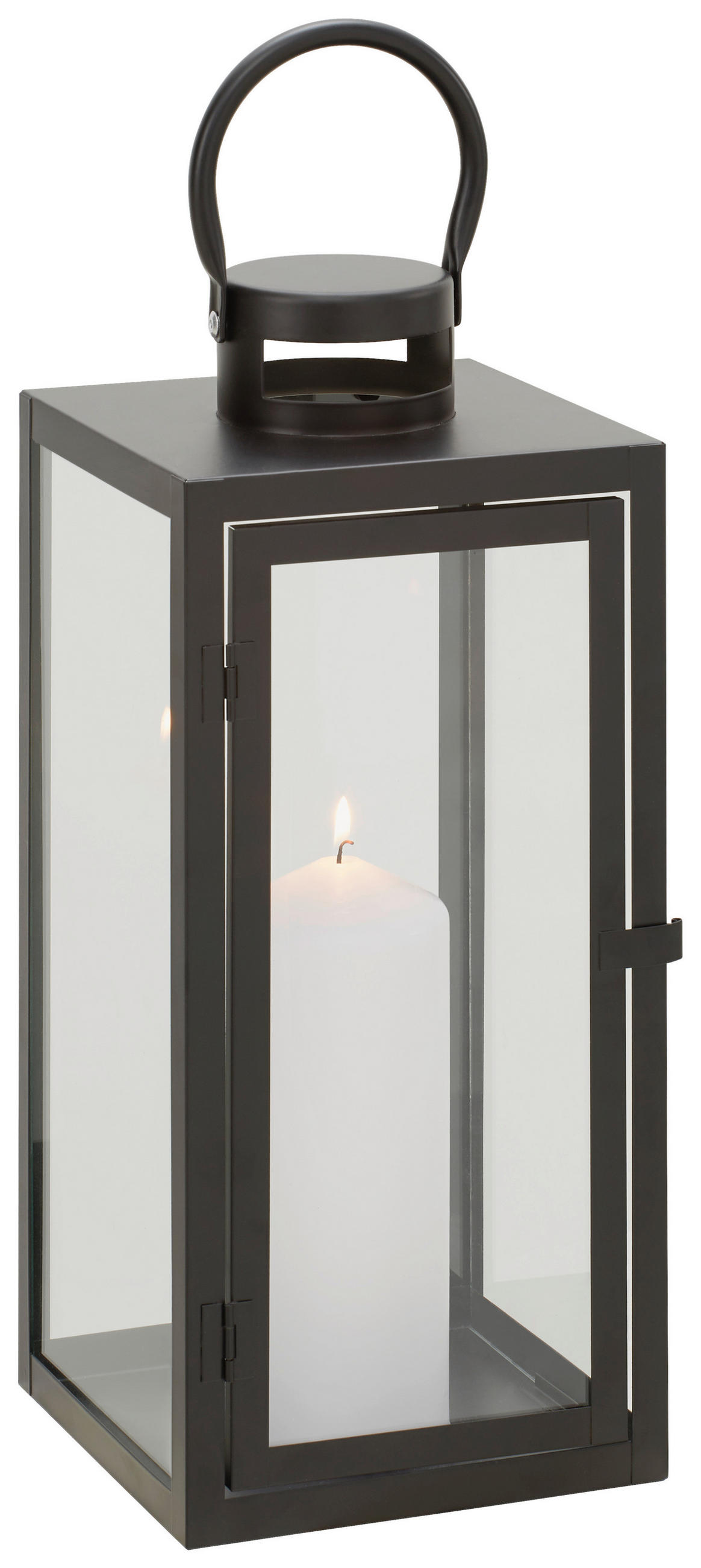 LATERNE - Schwarz, Basics, Glas/Metall (16,5/40/17,5cm) - Ambia Home