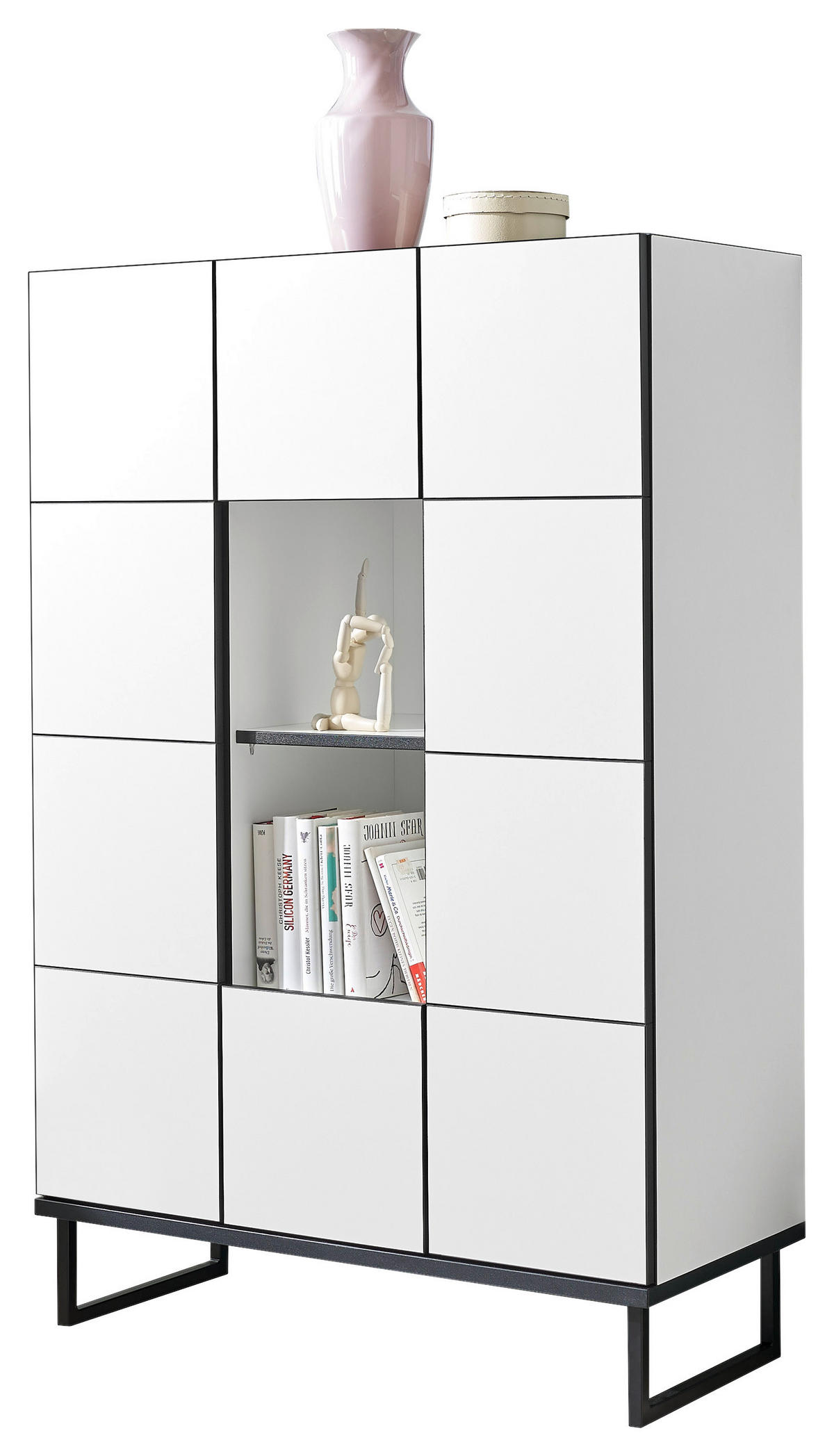 HIGHBOARD  in 90/136/40 cm  - Schwarz/Weiß, Design, Holzwerkstoff/Metall (90/136/40cm) - home24