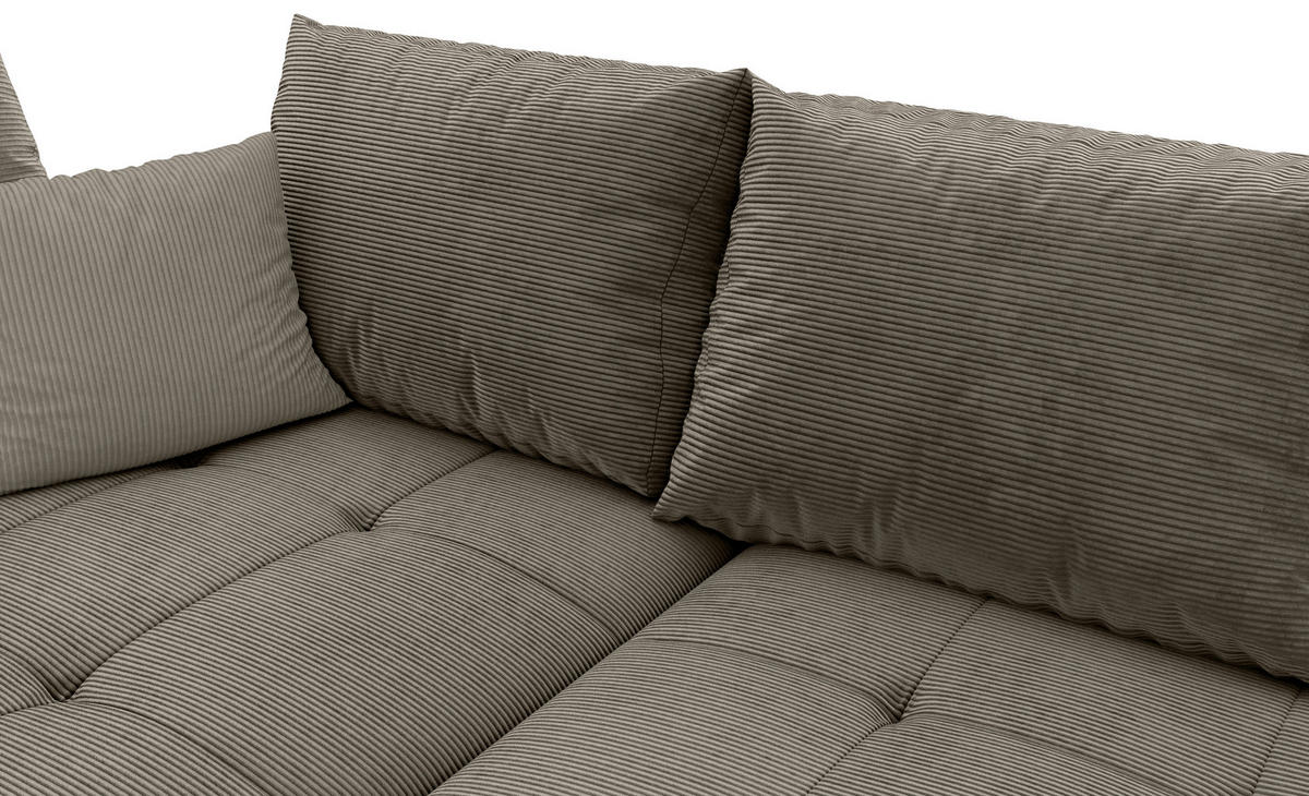 ECKSOFA in Cord Taupe  - Taupe/Schwarz, Konventionell, Holz/Textil (202/298cm) - MID.YOU