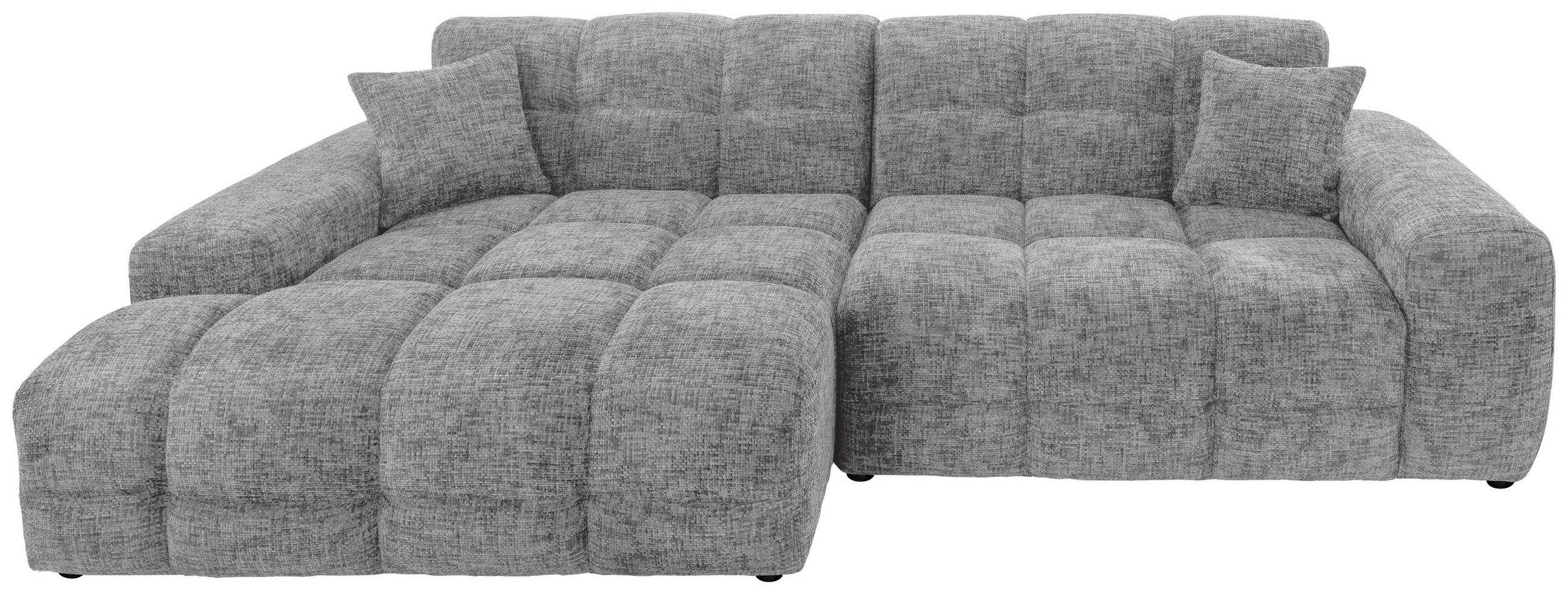 ECKSOFA in Struktur Silberfarben  - Silberfarben/Schwarz, Modern, Kunststoff/Textil (152/301cm) - Livetastic