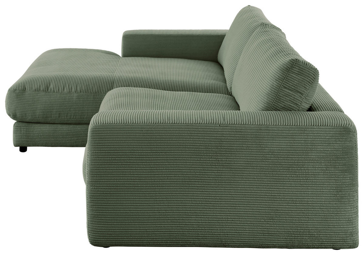ECKSOFA in Cord Olivgrün  - Schwarz/Olivgrün, Design, Kunststoff/Textil (190/270cm) - Lomoco