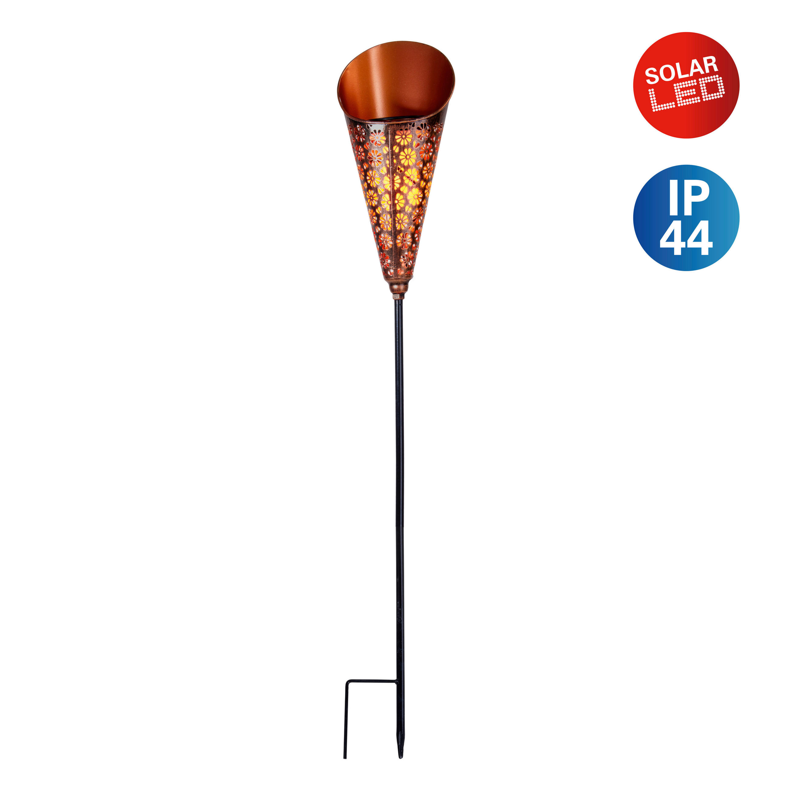 SOLARLEUCHTE Torch 15/12,5/96 cm   - Schwarz/Kupferfarben, Basics, Kunststoff/Metall (15/12,5/96cm) - Näve