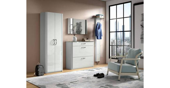 GARDEROBE 4-teilig in 270/192/34 cm - Alufarben/Weiß, Design, Glas/Holzwerkstoff (270/192/34cm) - Moderano