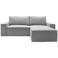 ECKSCHLAFSOFA in Samt Hellgrau  - Hellgrau/Schwarz, Konventionell, Holz/Kunststoff (251/170cm) - MID.YOU