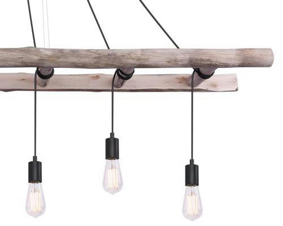 HÄNGELEUCHTE IRMGARD 160/30/192 cm   - Schwarz/Naturfarben, Design, Holz/Metall (160/30/192cm) - Globo