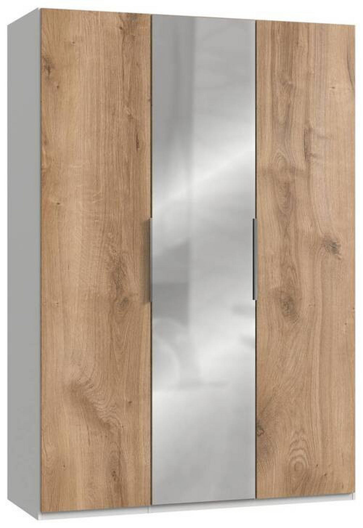 DREHTÜRENSCHRANK in Weiss, Eichefarben  - Chromfarben/Weiss, Modern, Holzwerkstoff (150/216/58cm) - MID.YOU