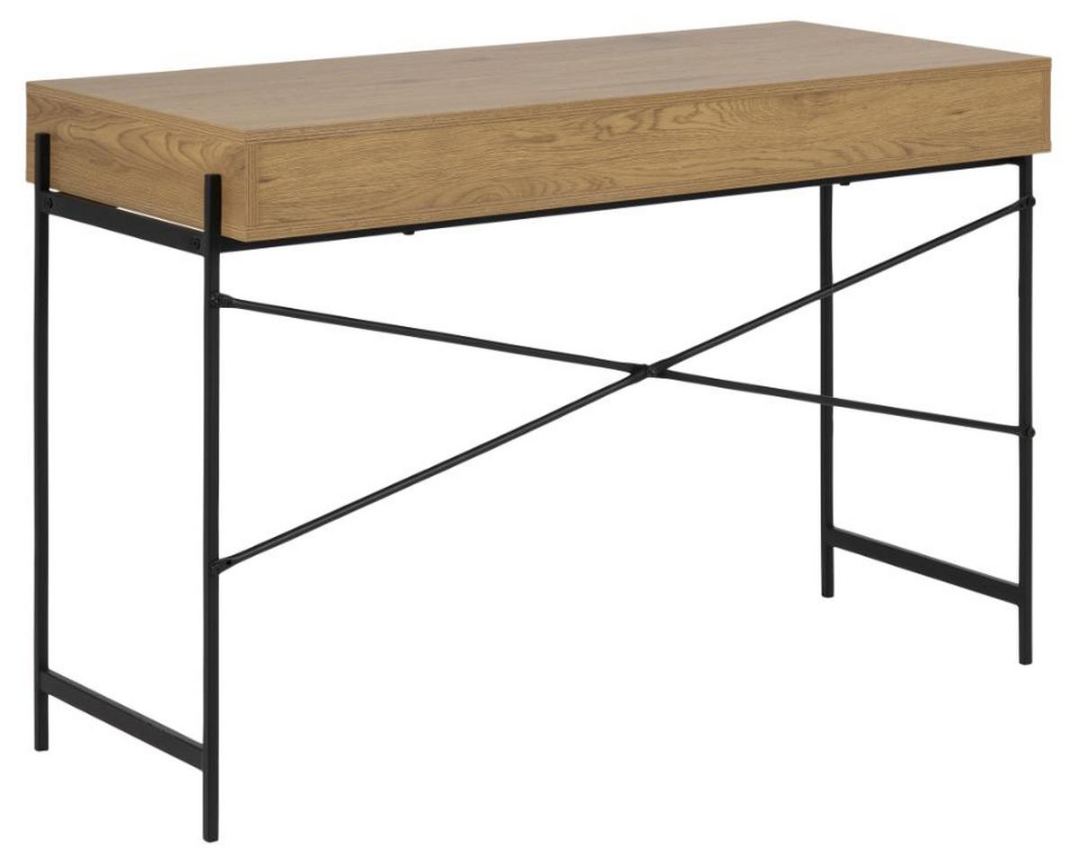 SKRIVBORD 110/50/75 cm  i svart, ekfärgad  - svart/ekfärgad, Modern, metall/trämaterial (110/50/75cm) - MID.YOU