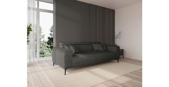 3-SITZER-SOFA  in Webstoff Dunkelgrau  - Dunkelgrau/Schwarz, KONVENTIONELL, Textil/Metall (240/80/113cm) - Carryhome