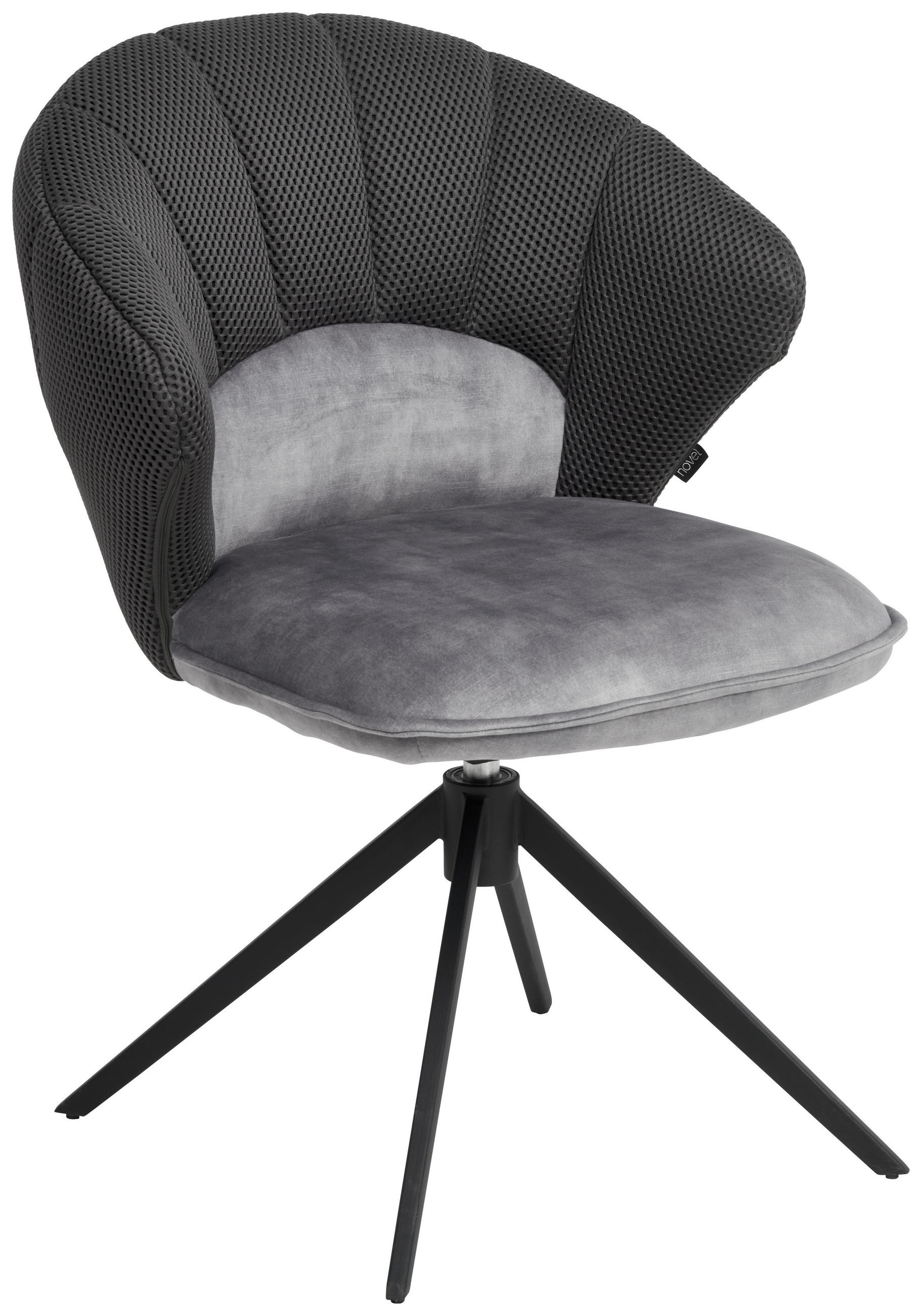 STOL MED ARMSTÖD järn vävt tyg  - svart/grå, Design, metall/textil (61/87,5/63,5cm) - Novel