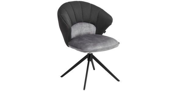 ARMLEHNSTUHL  in Eisen Webstoff  - Schwarz/Grau, Design, Textil/Metall (61/87,5/63,5cm) - Novel