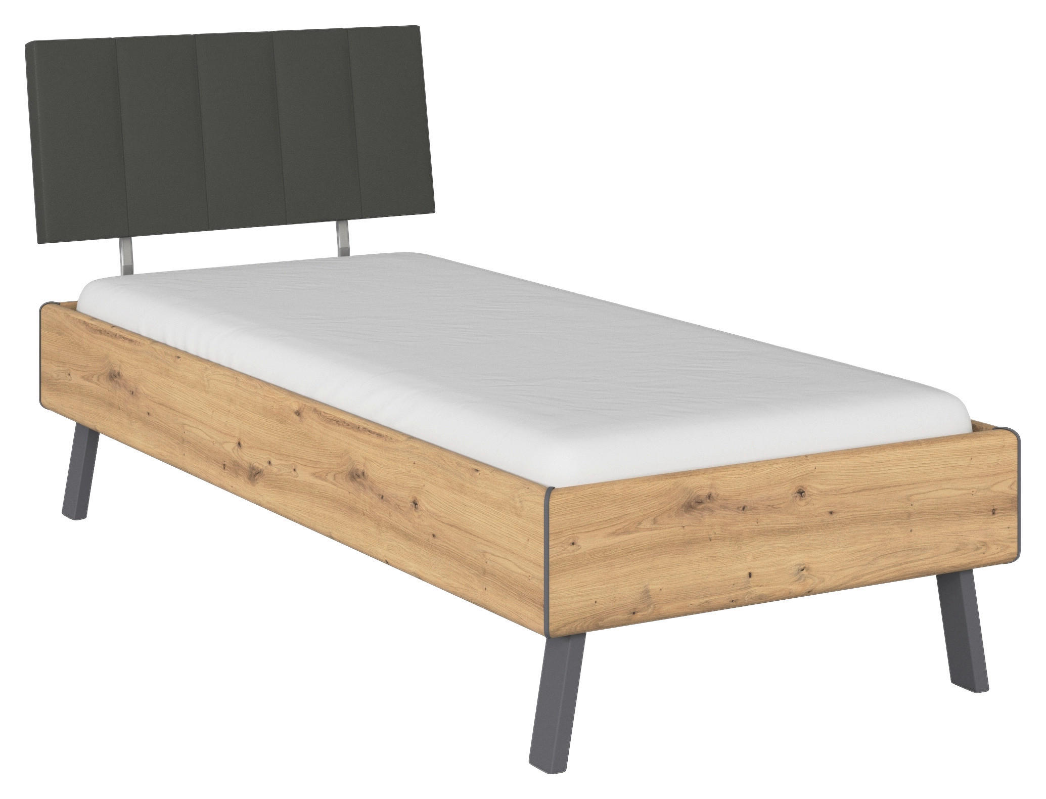 BETT 90/200 cm  in Eiche Artisan  - Eiche Artisan/Grau, Design, Textil/Metall (90/200cm) - Carryhome