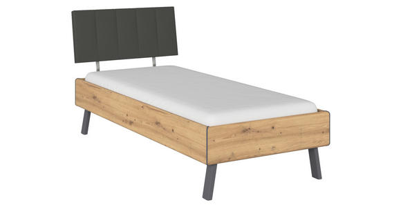 BETT 90/200 cm  in Eiche Artisan  - Eiche Artisan/Grau, Design, Holzwerkstoff/Textil (90/200cm) - Carryhome