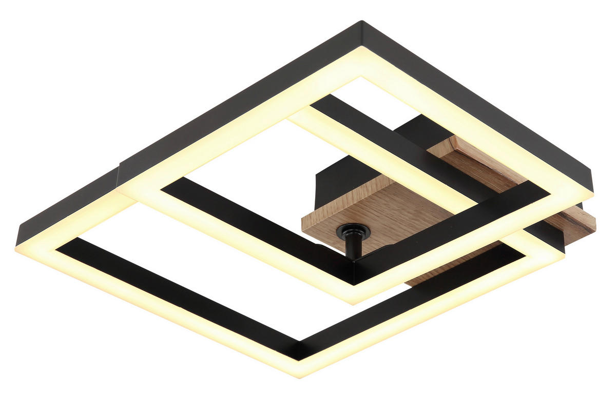 LED-DECKENLEUCHTE    42/31/8 cm  - Dunkelbraun/Opal, Basics, Holzwerkstoff/Kunststoff (42/31/8cm) - Globo