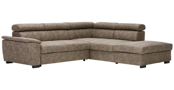 ECKSOFA Taupe Lederlook  - Taupe/Schwarz, Design, Kunststoff/Textil (263/230cm) - Hom`in