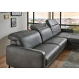 ECKSOFA Anthrazit Echtleder Kopfteilverstellung  - Anthrazit/Schwarz, Design, Leder/Metall (323/179cm) - Dieter Knoll