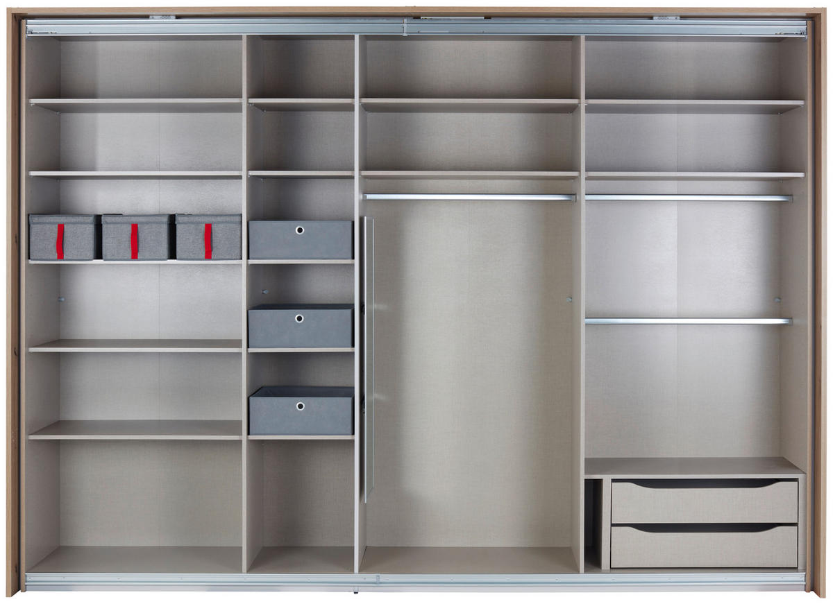 SCHIEBETÜRENSCHRANK 271/230/62 cm 4-türig Eiche Artisan  - Eiche Artisan/Grau, MODERN, Holzwerkstoff/Metall (271/230/62cm) - Luca Bessoni