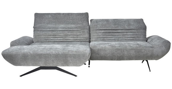 ECKSOFA Grau Chenille  - Schwarz/Grau, Design, Textil/Metall (170-195/280cm) - Dieter Knoll