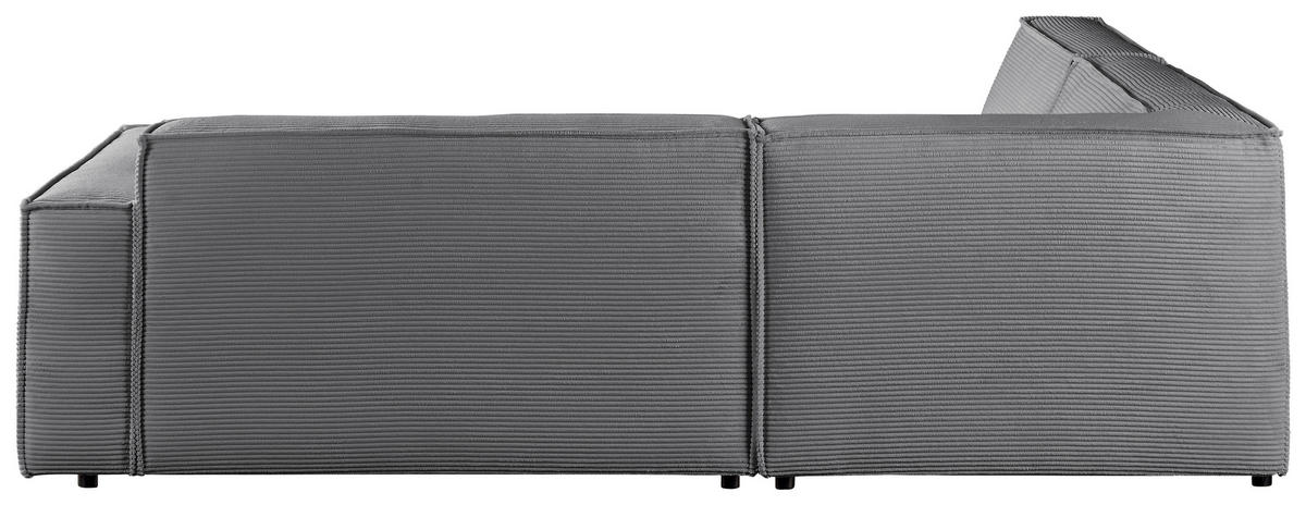 ECKSOFA Dunkelgrau Cord  - Dunkelgrau/Schwarz, KONVENTIONELL, Kunststoff/Textil (224/254cm) - Hom`in