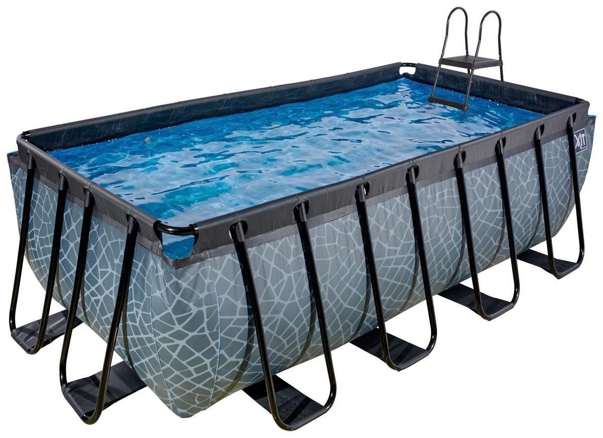 POOL Stone 400/200/122 cm  - Grau, KONVENTIONELL, Metall (400/200/122cm) - EXIT Toys