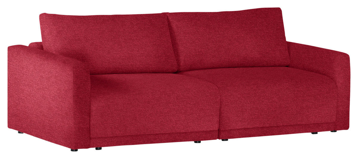 2,5-SITZER in Flachgewebe Rot  - Rot/Schwarz, Design, Kunststoff/Textil (240/70/125cm) - Xora