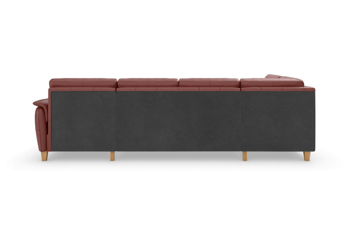WOHNLANDSCHAFT PALMERA E Rotbraun Echtleder  - Rotbraun/Eichefarben, Basics, Leder/Holz (212/308/163cm) - Sit & More