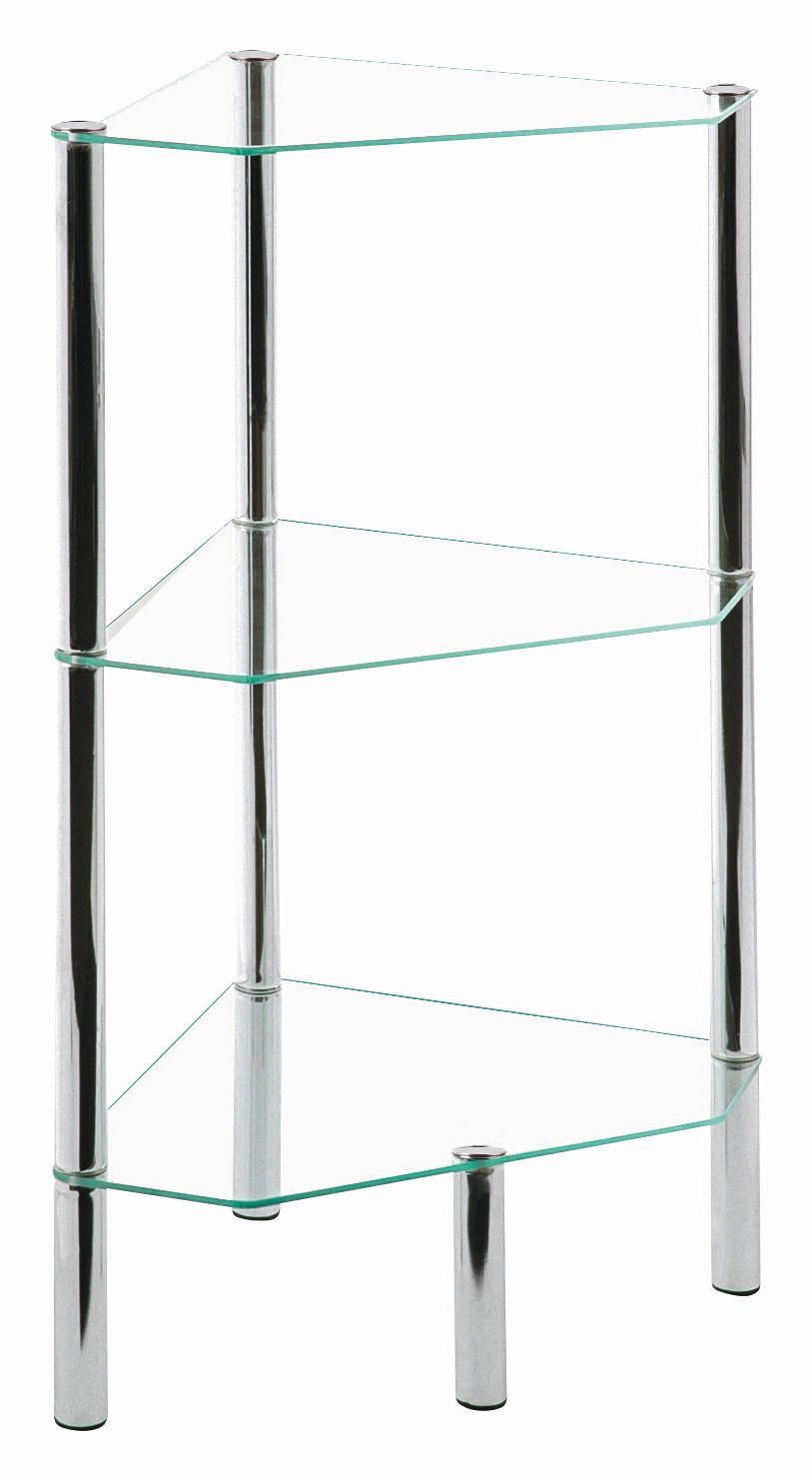 OTVORENA POLICA boja hroma  - boja hroma, Osnovno, staklo/metal (46/77/32cm)