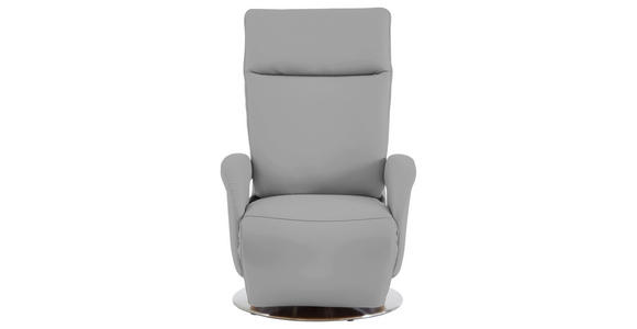 RELAXSESSEL in Leder Hellgrau  - Edelstahlfarben/Hellgrau, Design, Leder/Metall (70/108/80cm) - Cantus