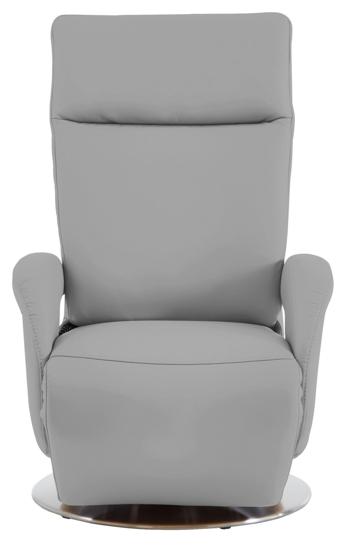 RELAXSESSEL in Leder Hellgrau  - Edelstahlfarben/Hellgrau, Design, Leder/Metall (70/108/80cm) - Cantus