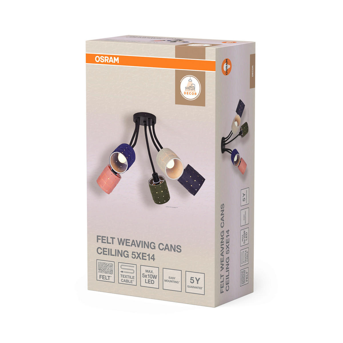 DECKENLEUCHTE    60.5/63/43.5 cm  - Multicolor, Basics, Naturmaterialien/Metall (60.5/63/43.5cm) - Osram